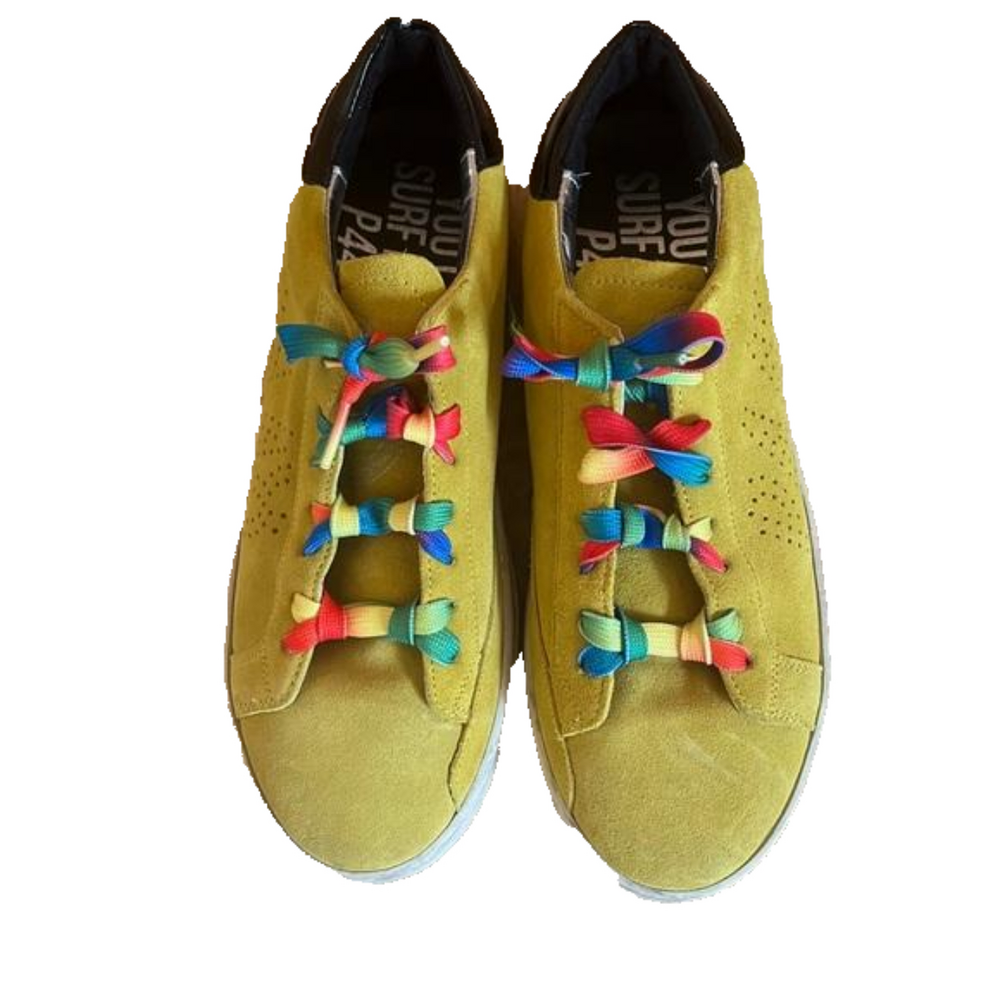 P449 John Yellow Suede Women’s Low Top Sneakers Sz-40 - Picture 4 of 8